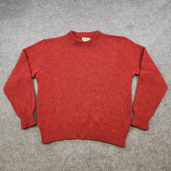 Vintage LL Bean Sweater Mens Large Red Wool Blend Knit Crewneck Pullover USA 90s - Picture 3 of 12